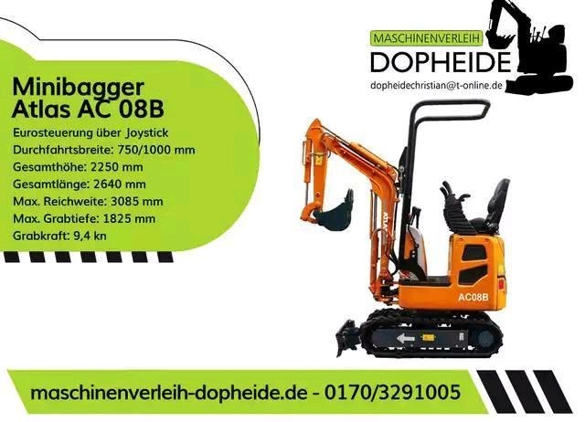 Mikrobagger Minibagger mieten bei Maschinenverleih Dopheide eGbR