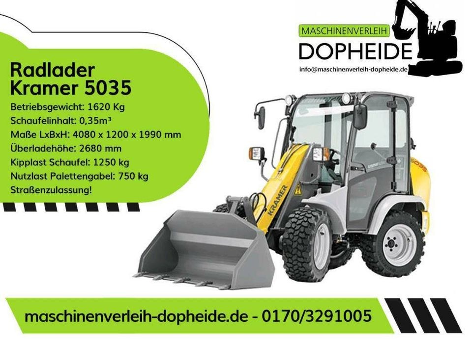 Radlader Kramer 5035 Minibagger mieten in Brockum