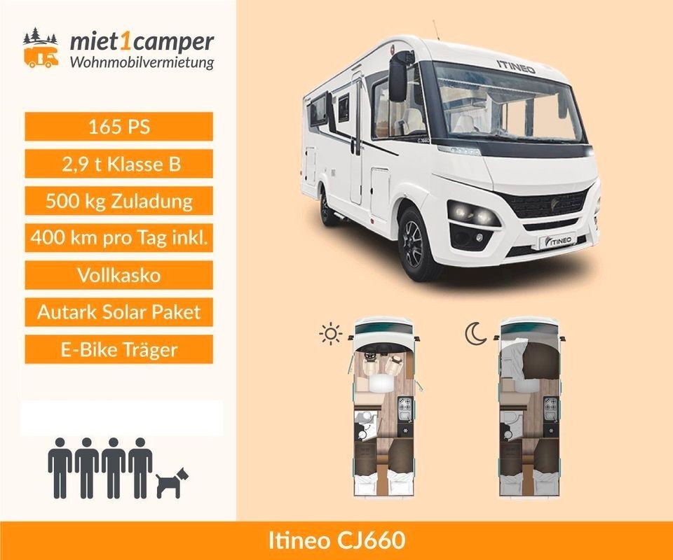 ITINEO CJ660 Wohnmobil Camper Urlaub Kastenwagen mieten in Lünen