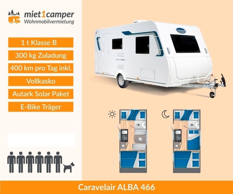⛺Wohnwagen Caravalair ALBA 460 Style 6 Personen mieten in Lünen