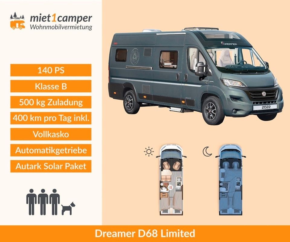 Dreamer D51 Kastenwagen Wohnmobil Camper mieten in Lünen
