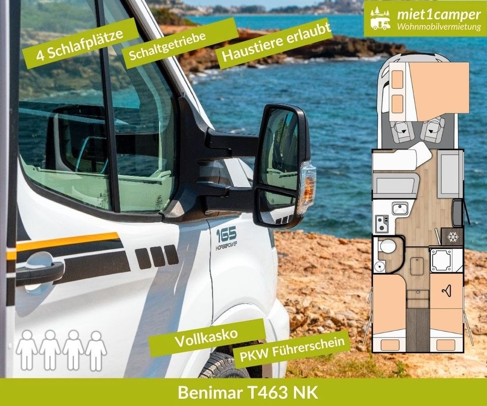 Benimar T463 NK Wohnmobil Kastenwagen Alkoven mieten in Lünen