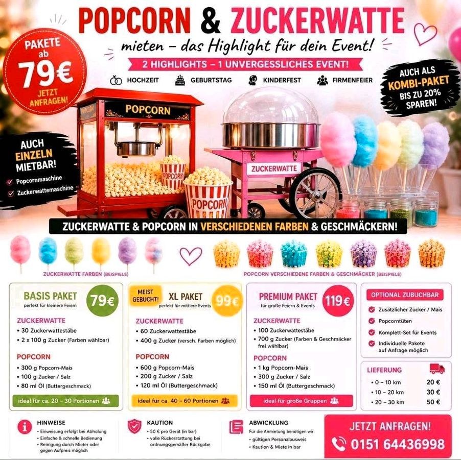 Hüpfburg Popcornmaschine Zuckerwatte mieten bei ESVerleih – 3