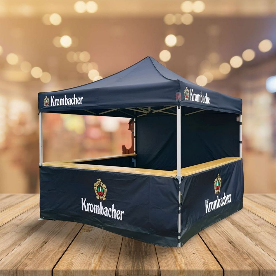 Krombacher Faltpavillion mieten bei PES Vischer – in Minuten aufgebaut