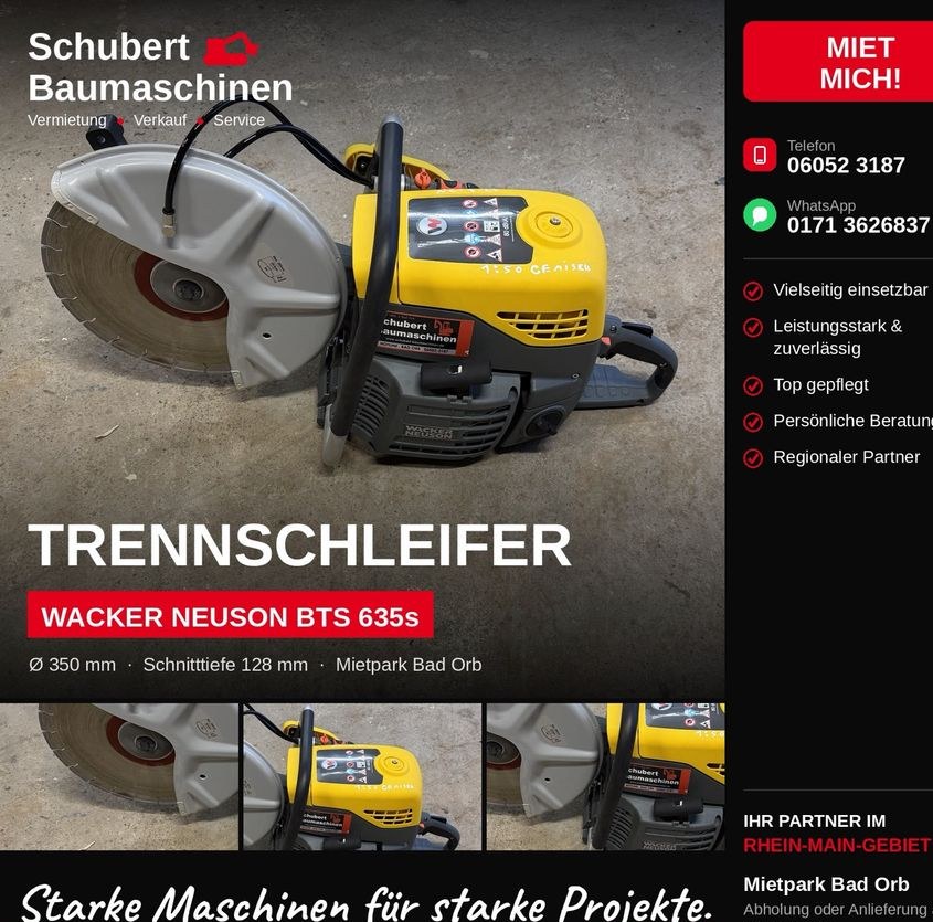 Trennschleifer Fugenschneider Steintrennsägen mieten in Bad Orb
