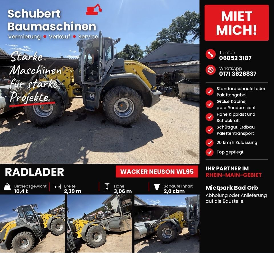 Radlader 10,4 t Wacker Neuson WL95 N++ mieten in Bad Orb