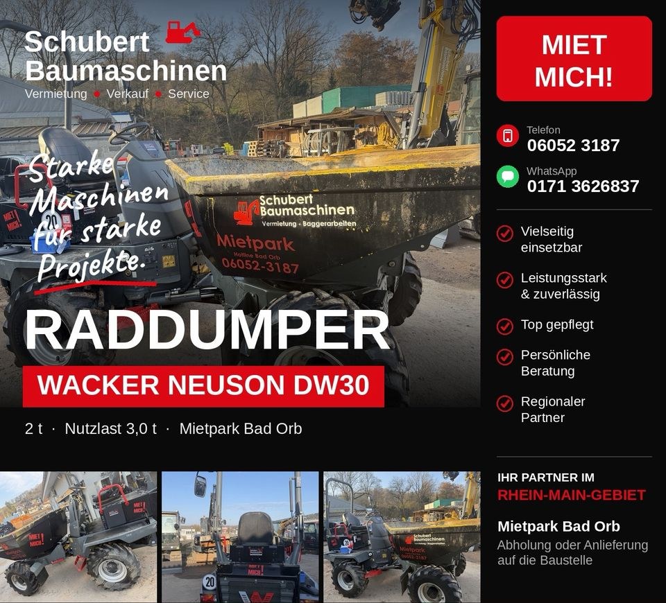 Raddumper Wacker DW 30 DV 60 Dual N++ mieten bei Schubert Baumaschinen