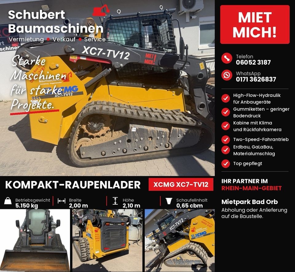 Kompakt Raupenlader 5,15 t XCMG XC7 TV12 N++ mieten in Bad Orb