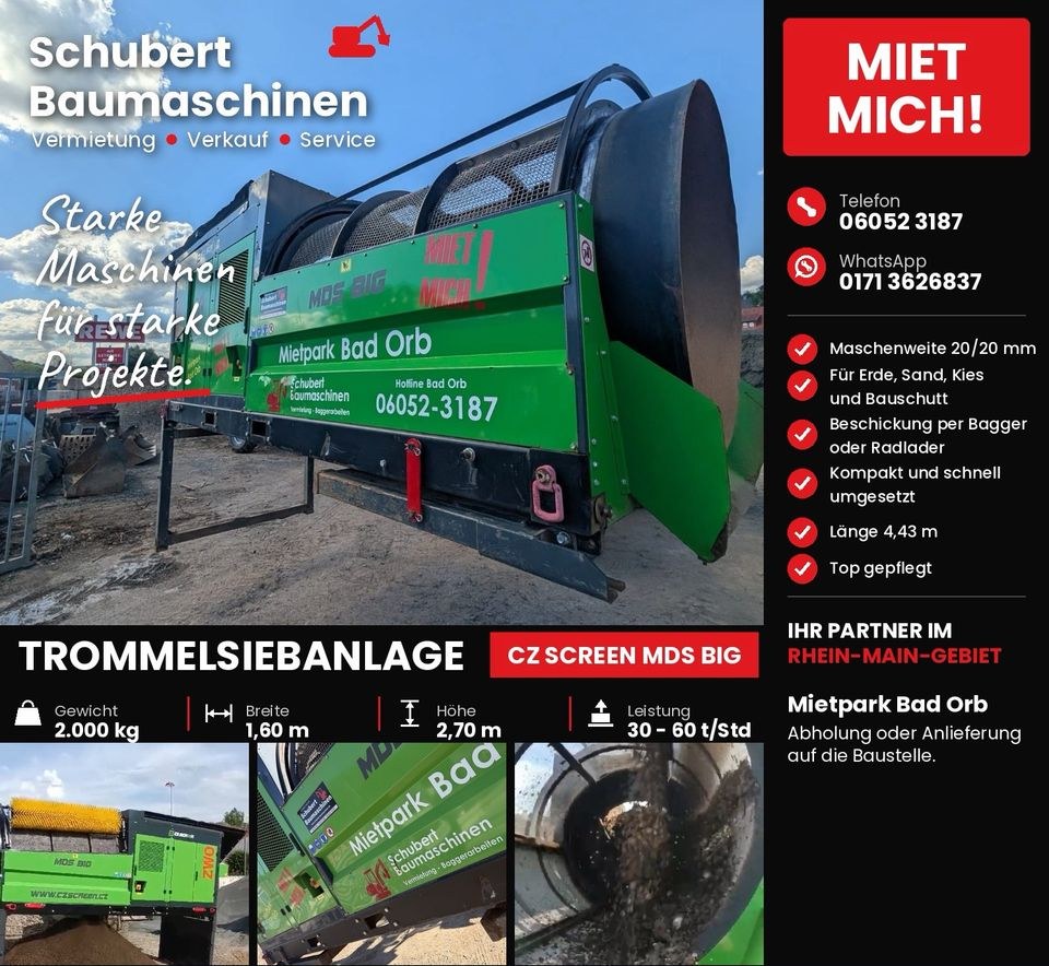 Siebanlagen Trommelsieb MDS BIG SBS 1520 F3 N++ mieten in Bad Orb