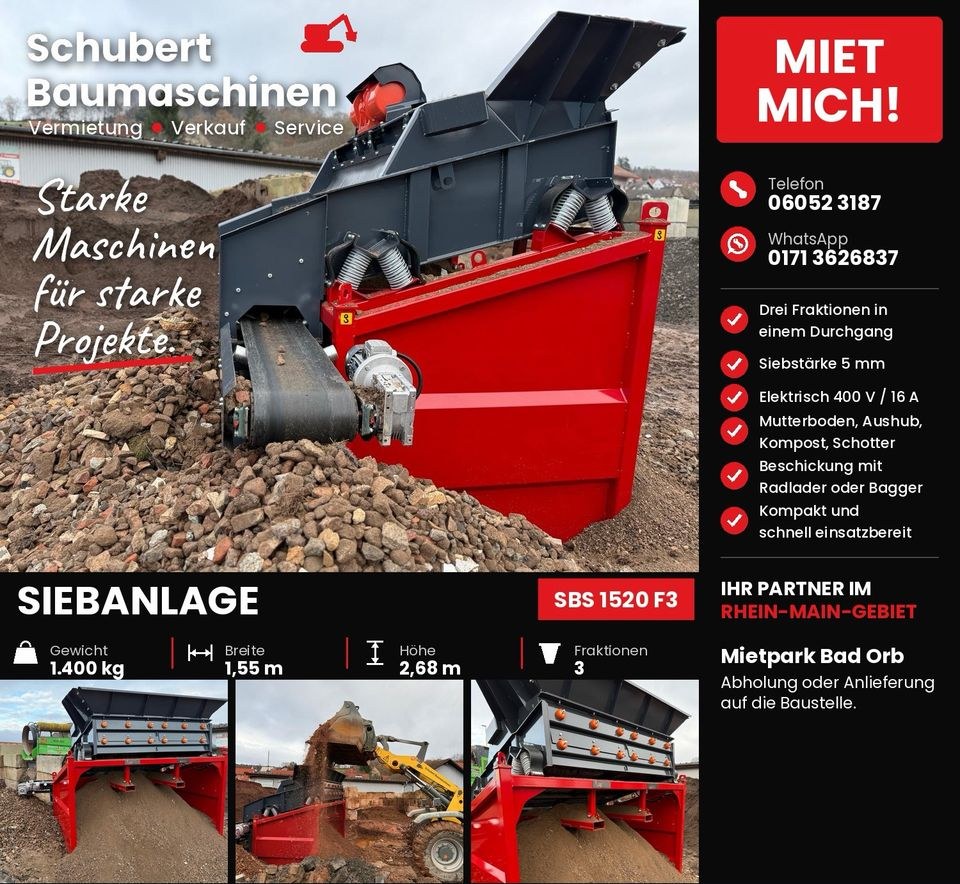 Siebanlagen Trommelsieb MDS BIG SBS 1520 F3 N++ mieten in Bad Orb – 2