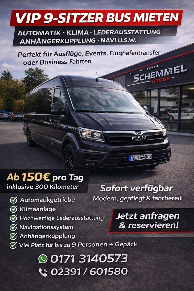 VIP 9 Sitzer BUS mieten bei DS Auto – für Gruppe & Team