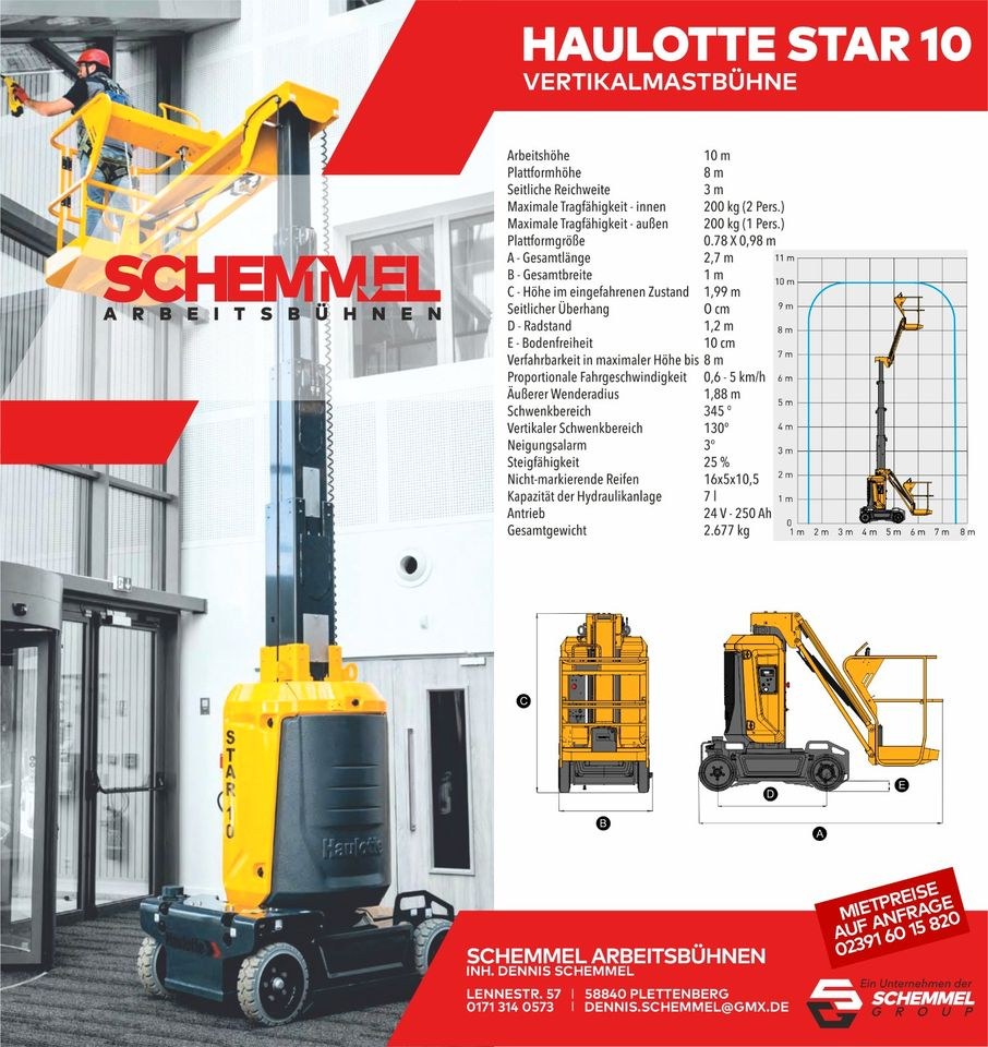 Arbeitsbühne Mastbühne Haulotte Star 10 mieten bei DS Auto