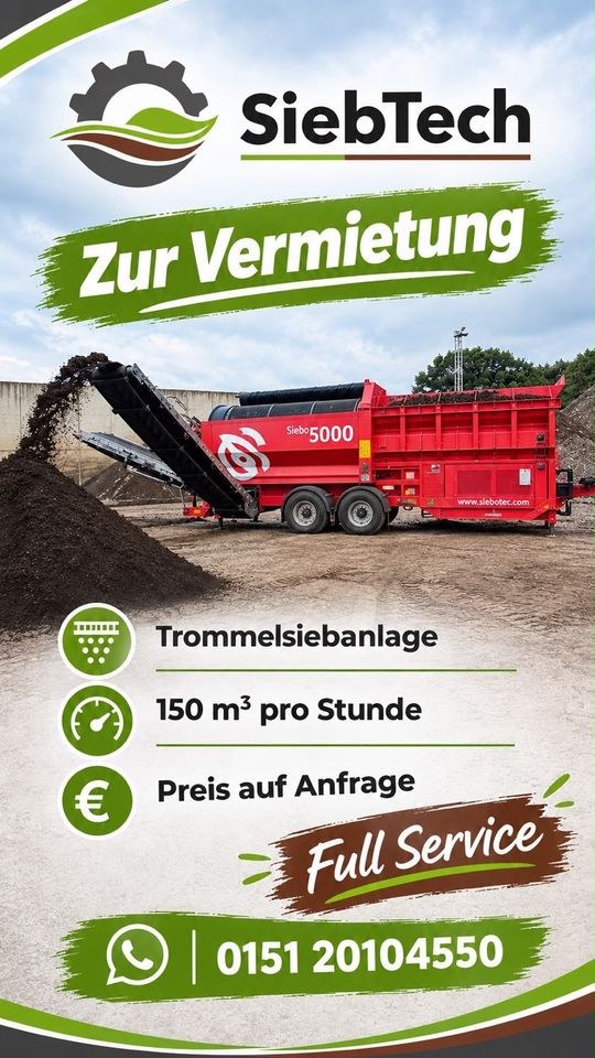 Große Trommelsiebanlage Boden sieben Recycling mieten bei SiebTech