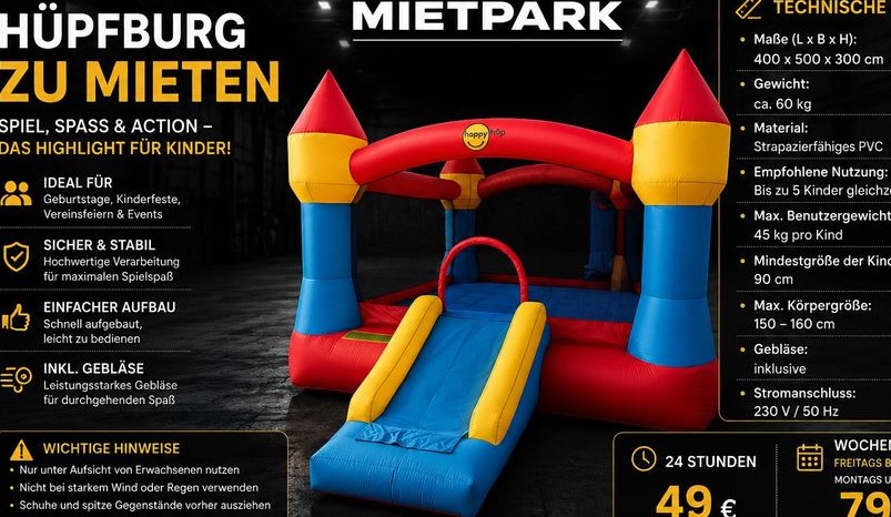Hüpfburg Kindergeburtstag mieten bei TM Mietpark – 2
