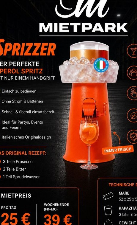 Aperol Spritz Maschine Sprizzer mieten bei TM Mietpark – 2