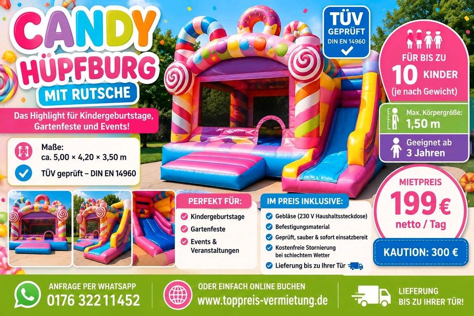Candy Hüpfburg Rutsche mieten bei Top Preis Vermietung – 2