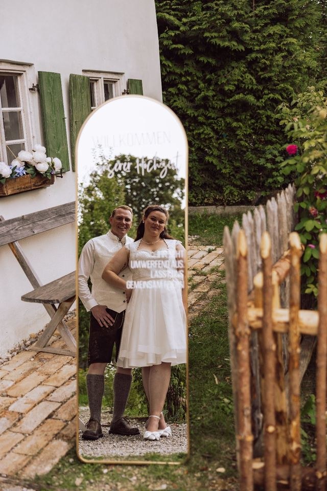 Spiegel Willkommensschild mieten in Waging am See – für die Hochzeit – 2