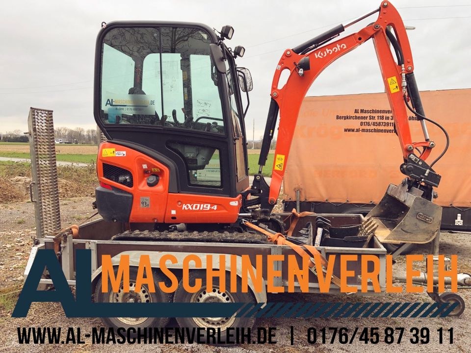 Kubota Minibagger 1,9 Tonnen mieten bei AL Maschinenverleih Internet