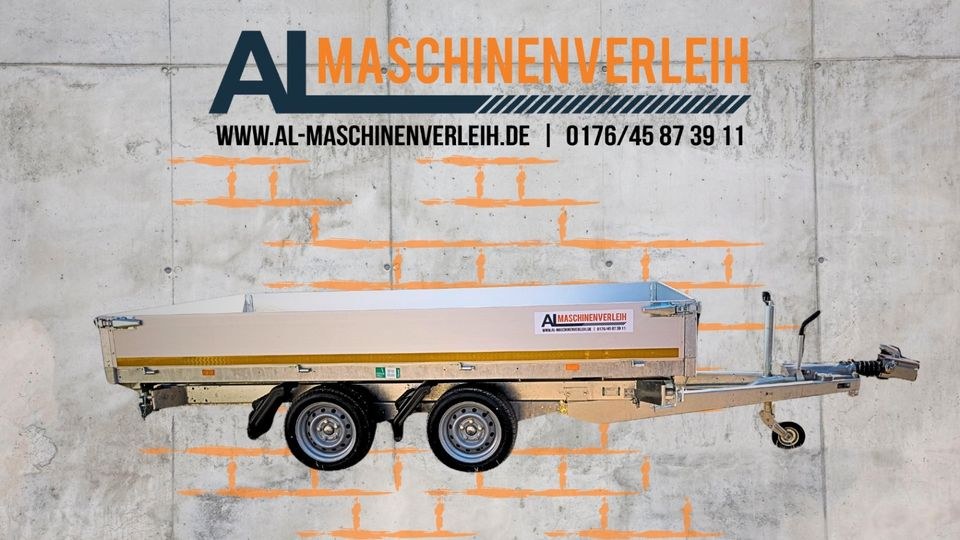 3 Seiten Kippanhänger Kipper mieten in Löhne – für Erde & Schutt