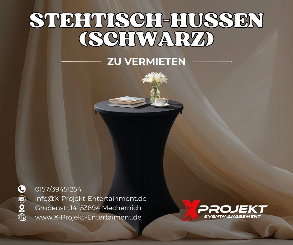 Schwarze Stehtisch Hussen mieten in Mechernich – für Empfang & Party