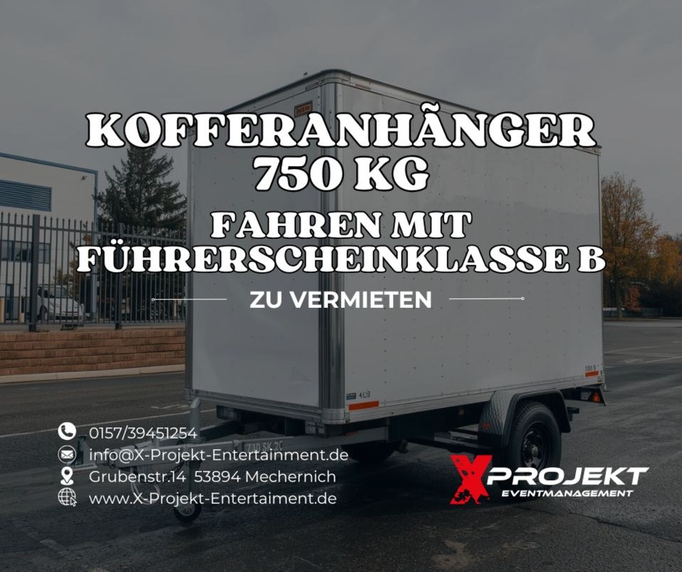 750 kg Kofferanhänger Führerscheinklasse B mieten in Mechernich