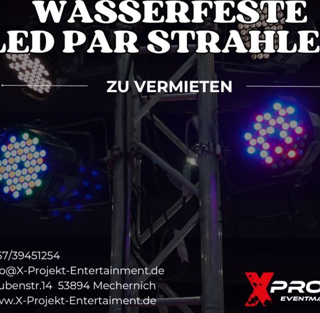 Wasserfeste LED Strahler mieten bei X Projekt Eventmanagement