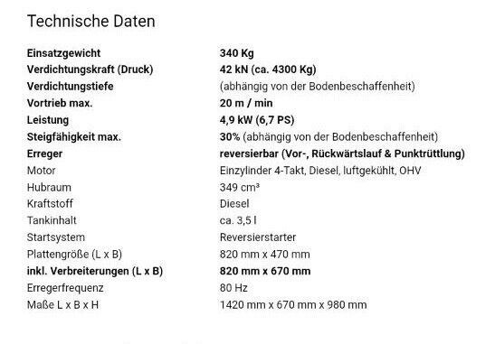 Rüttelplatte 340kg mieten bei SD-Baumaschinen – 3