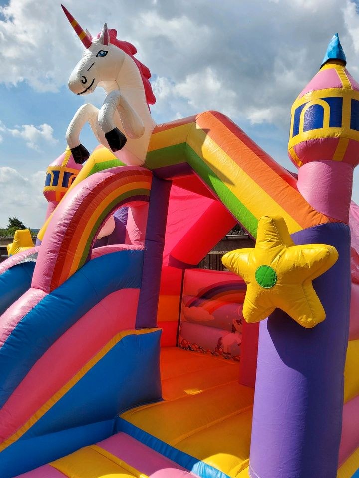 Einhorn Hüpfburg Rutsche mieten bei Eventzubehör Mey – 2