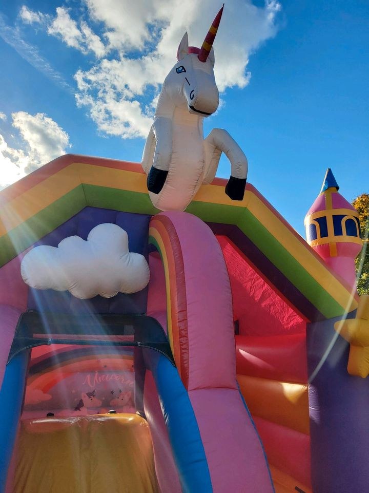 Einhorn Hüpfburg Rutsche mieten bei Eventzubehör Mey – 4