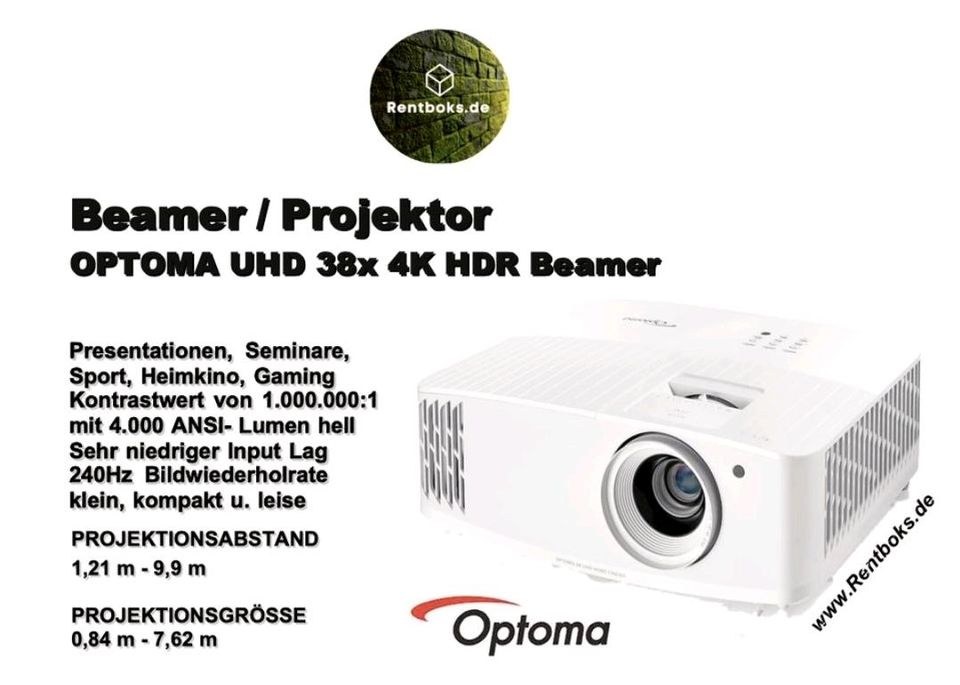 Projektor Beamer 4K Akku Lautsprecher Soundboks mieten bei Rentboks
