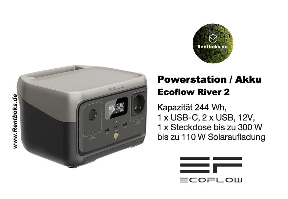 Powerstation Ecoflow RIVER 2 244 Wh Akkubox mieten bei Rentboks