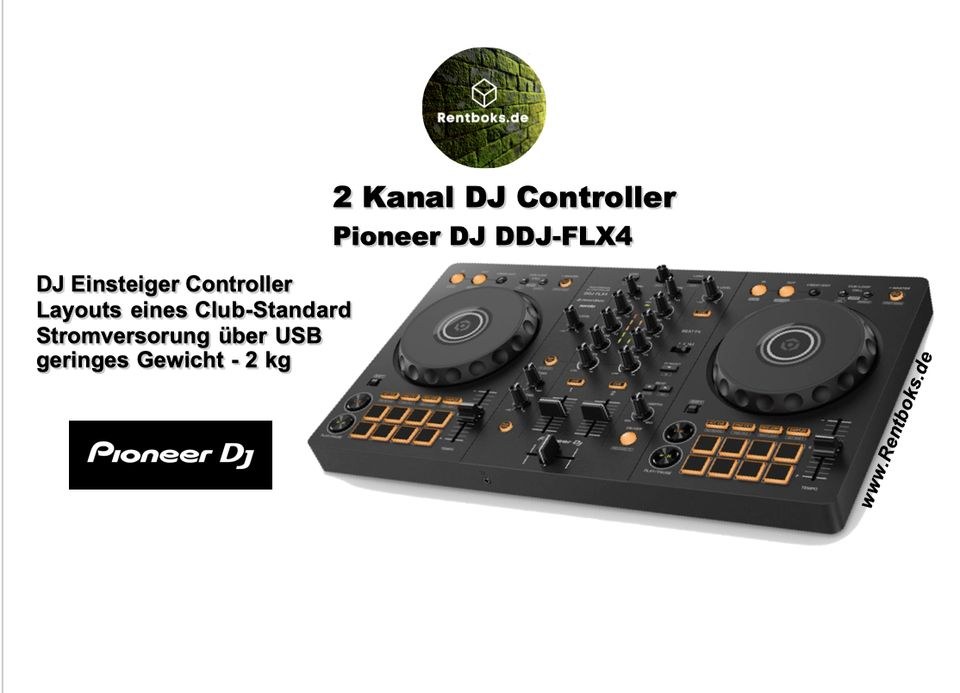 DJ Controller Pioneer DDJ FLX4 2 Kanal mieten bei Rentboks