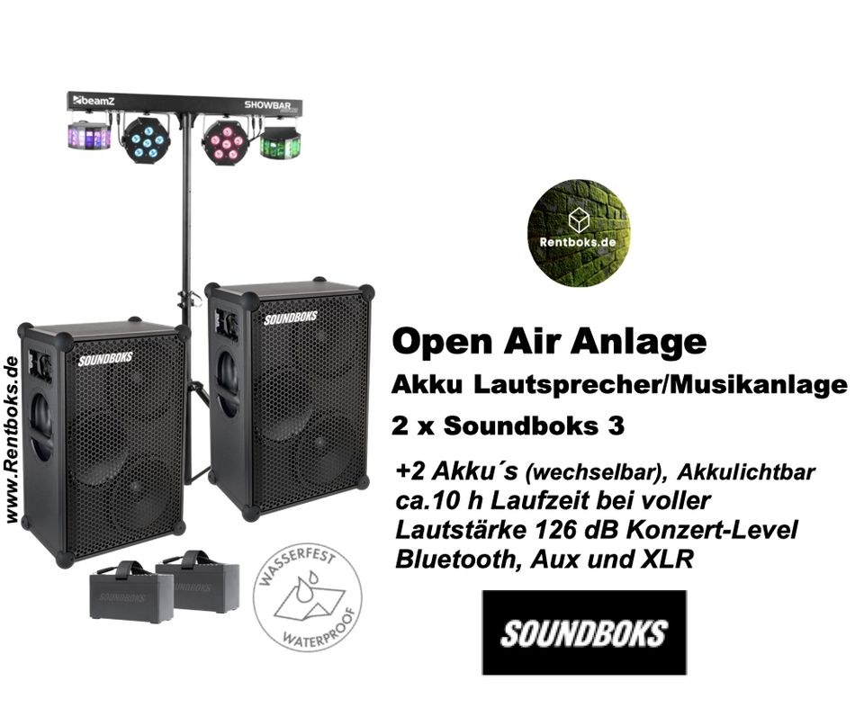 2 Soundboks 3 o 4 Lichtset Musikanlage mieten bei Rentboks – 2