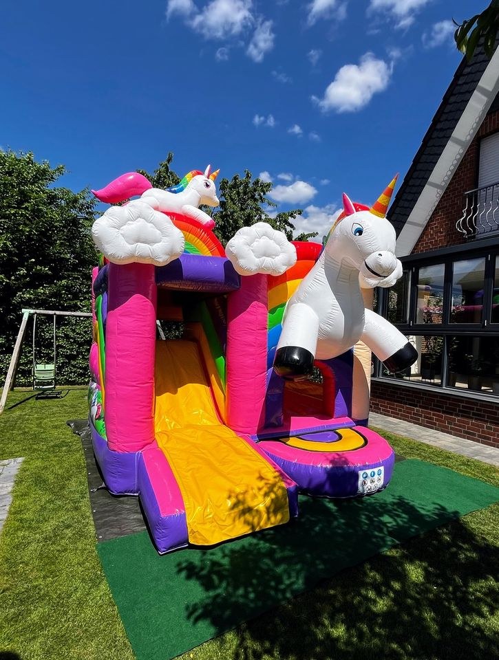 ✨Hüpfburg Einhorn Rutsche mieten bei Valentinos Eventspaß