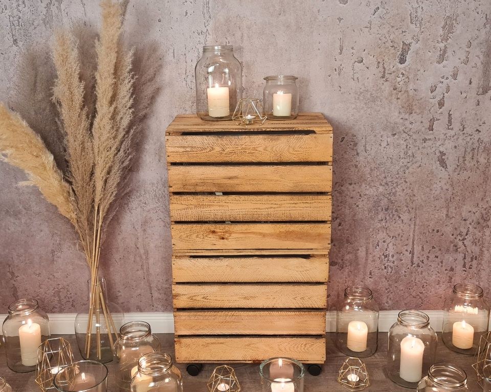 Obstkiste Holzkiste Tortentisch Deko Vintage mieten in Garath – 2
