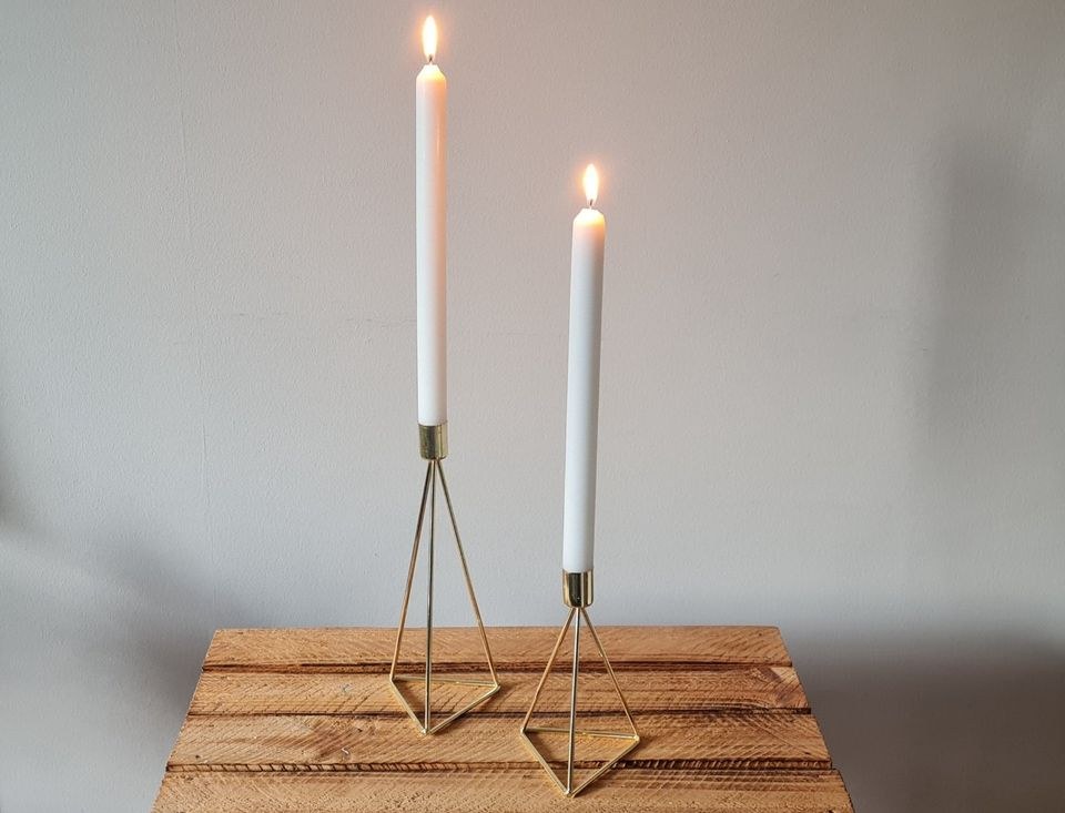 Kerzenständer geometrisch Gold Metall Deko mieten in Garath – 4
