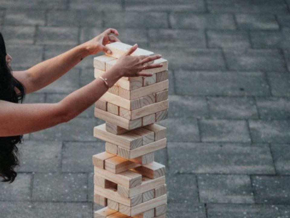 XXL Jenga Spiel Spiele Deko mieten in Garath – für die Hochzeit – 3