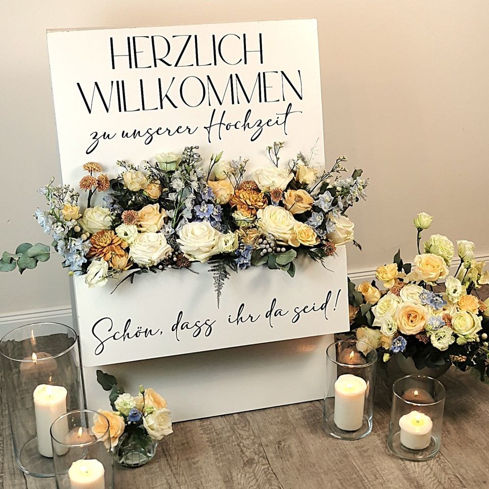 Willkommensschild Flowerbox Deko mieten in Garath – für die Hochzeit – 4