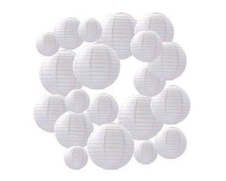 80 weiße Papierlampions Pompoms Deko mieten in Garath