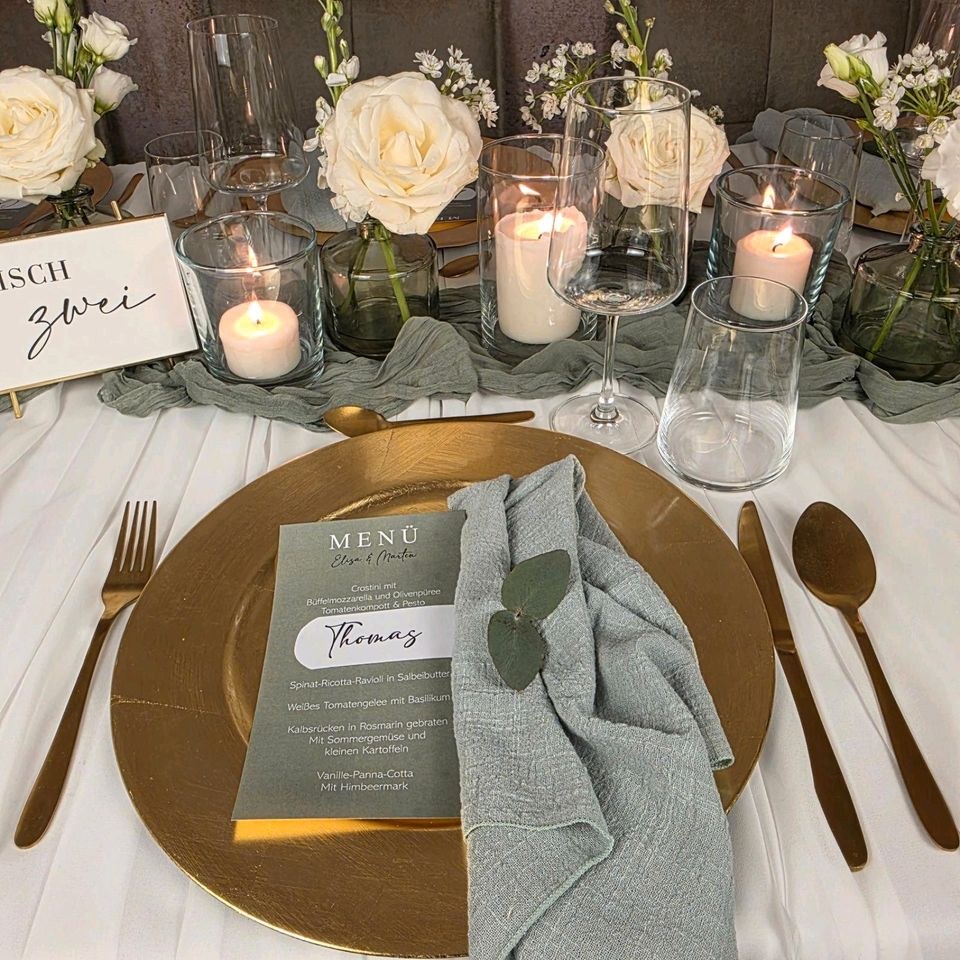 Platzteller Gold Deko mieten in Garath – für die Hochzeit – 3
