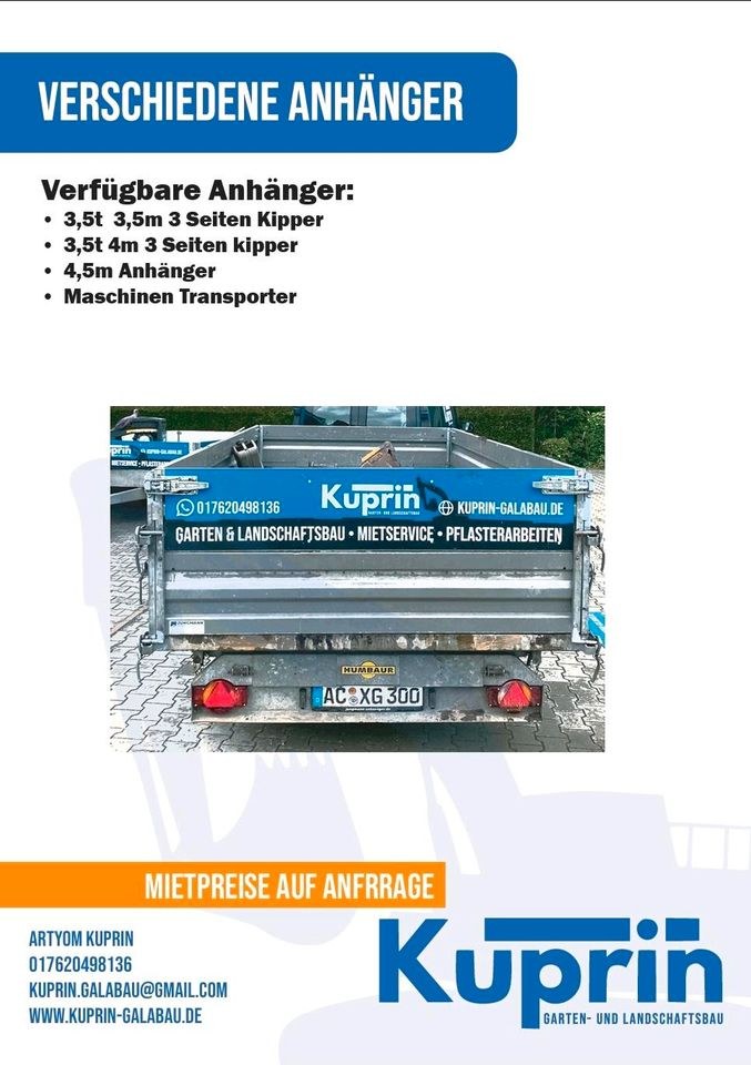 Anhänger Kipper Transporter mieten in Surwold – für Erde & Schutt