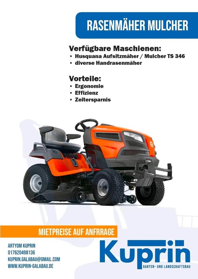 Husqvarna TS346 Aufsitzmäher Mulcher mieten in Surwold