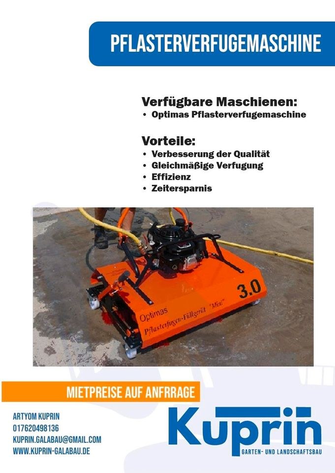 Pflasterverfugemaschine mieten in Surwold – Profi-Werkzeug auf Zeit
