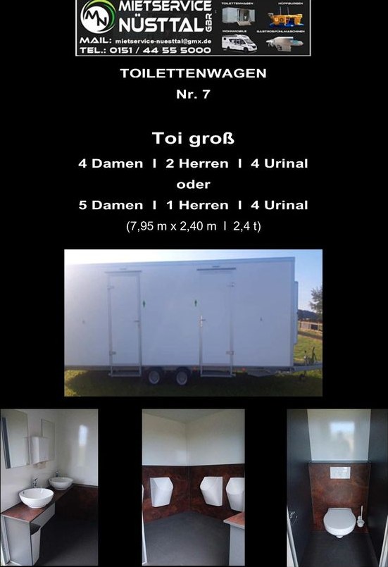 Toilettenwagen WC Anhänger mieten in Nüsttal – für Baustelle & Fest