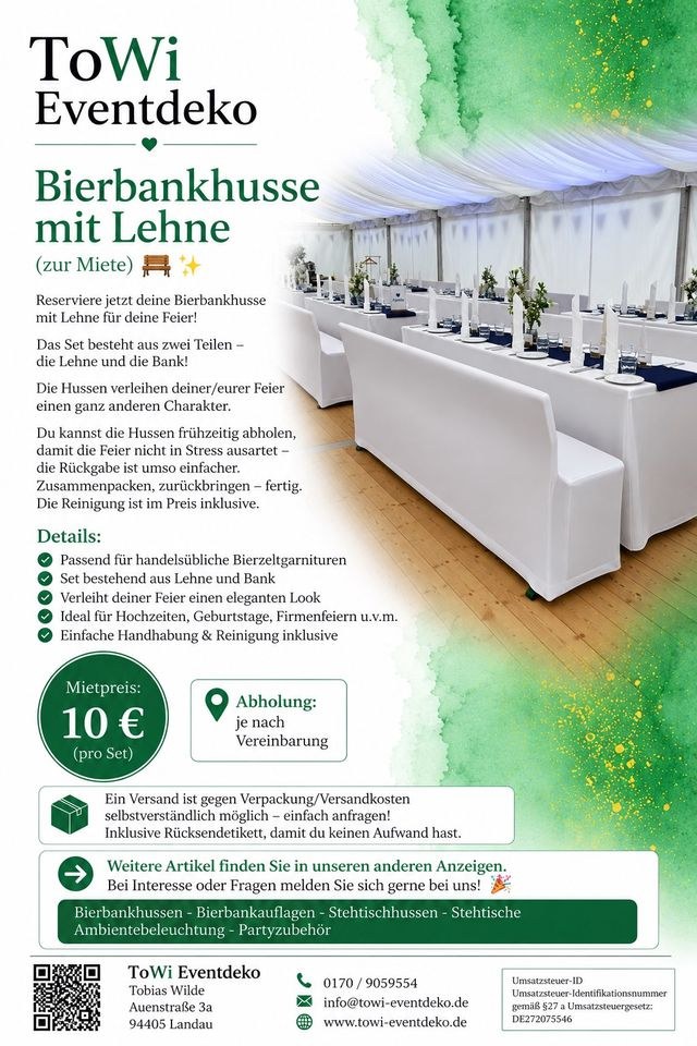 Bierbankhusse Lehne N mieten bei ToWi Eventdeko – Sitzplätze für alle