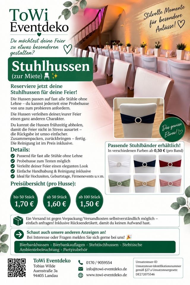 Stuhlhussen Stretch N mieten bei ToWi Eventdeko – Sitzplätze für alle