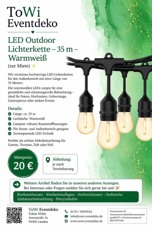 LED Outdoor Lichterkette 35 m Warmweiß N mieten bei ToWi Eventdeko