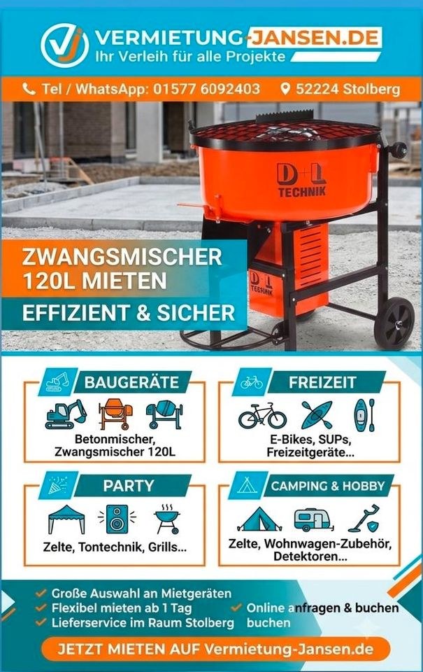 Profi Zwangsmischer 120 Liter Betonmischer mieten in Stolberg (Rhld)