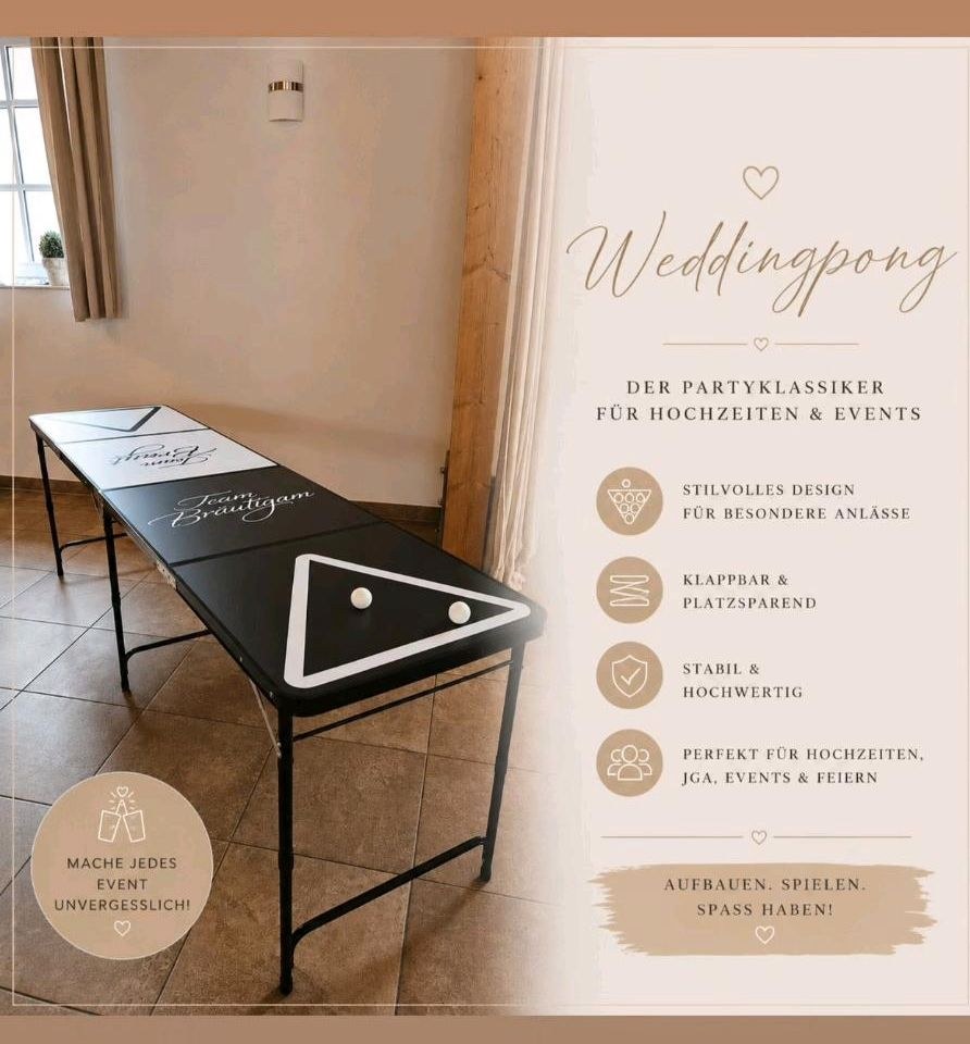 Wedding Pong Tisch Bierpongtisch Spiele Deko mieten in Langenhagen