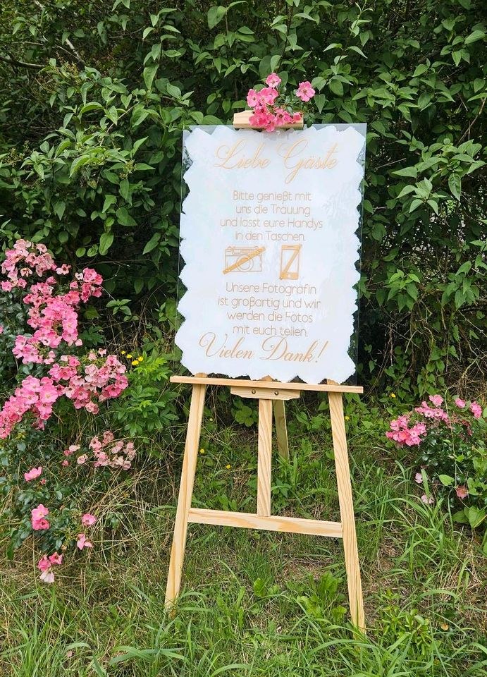 Handyfreie Trauung Acrylschild inkl Staffelei mieten in Langenhagen – 4